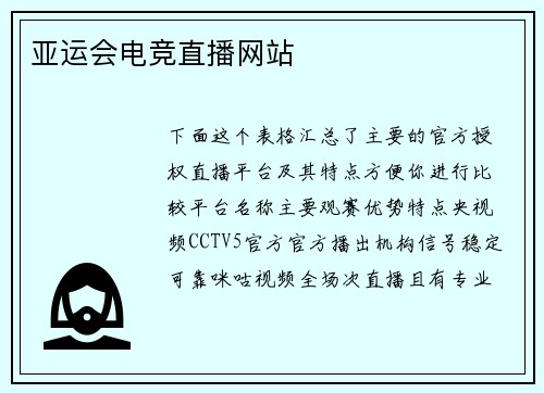 亚运会电竞直播网站